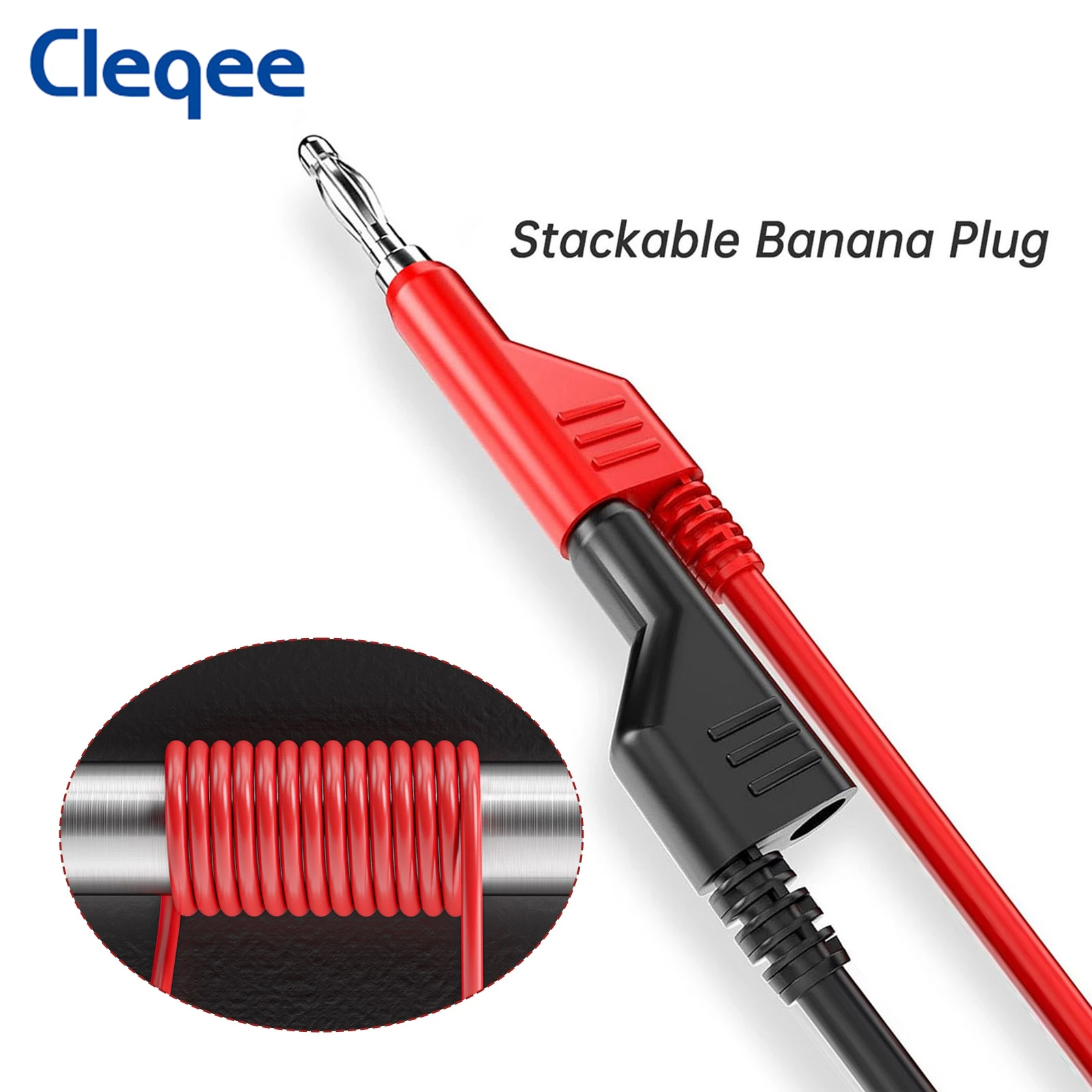 Cleqee 8PCS Dual 4mm Stackable Banana Plug Test Leads Silicone Cable Wires 3.3ft/1m for Multimeter Electrical Testing 1000V/15A