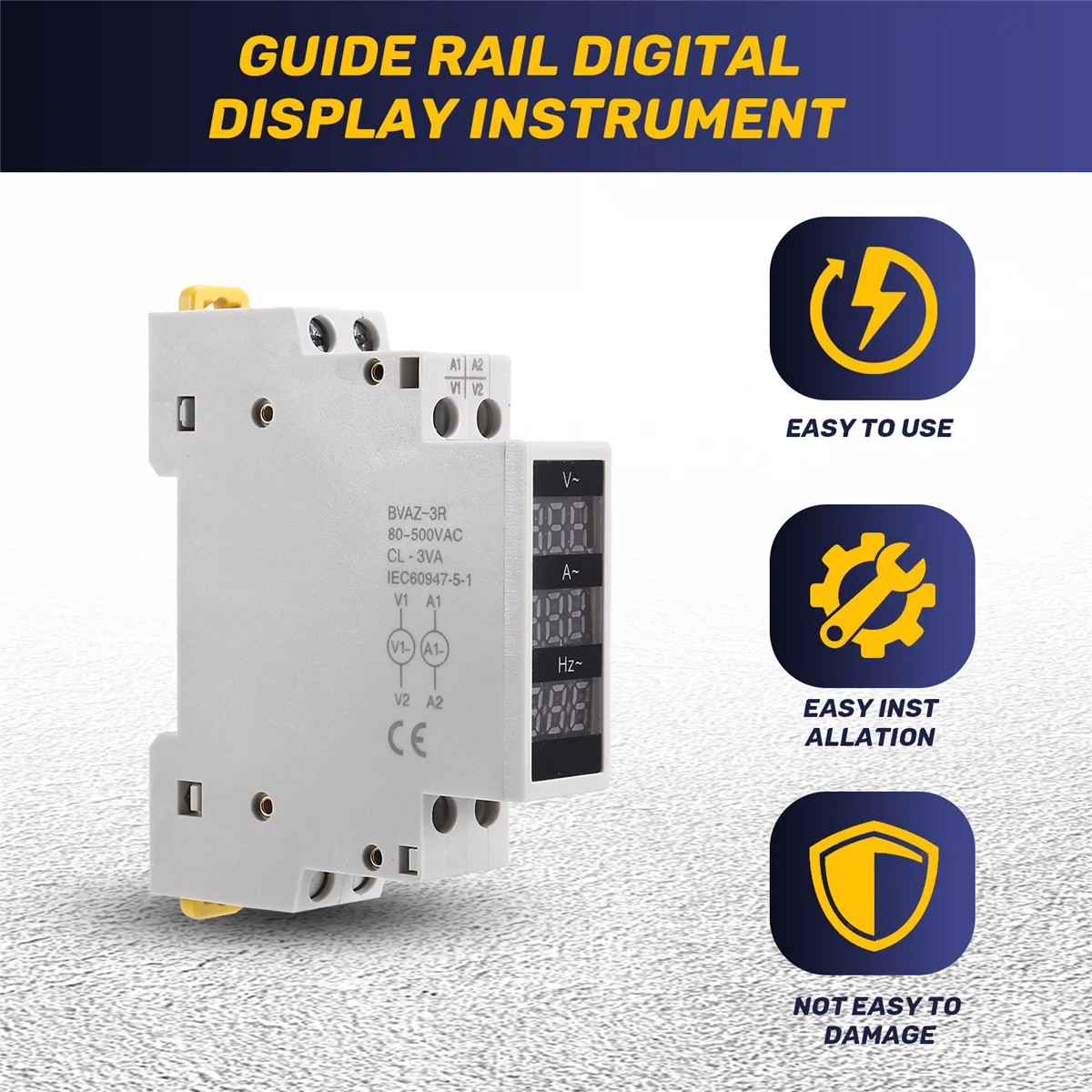 ABFKL Guide Rail Digital Display Instrument Three-Phase Single-Phase Voltage and Current Hertz Meter AC Mini Module BAVZ-3R