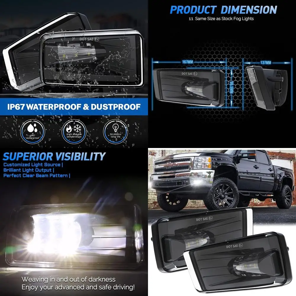 مصابيح مصد مصابيح الضباب LED باللون الأسود لسيارة سيلفرادو 2007-2014، 2007-2015 سوبربان، تاهو، 2007-2013 أفالانش، جي إم سي يوكون بيك اب تروك #1