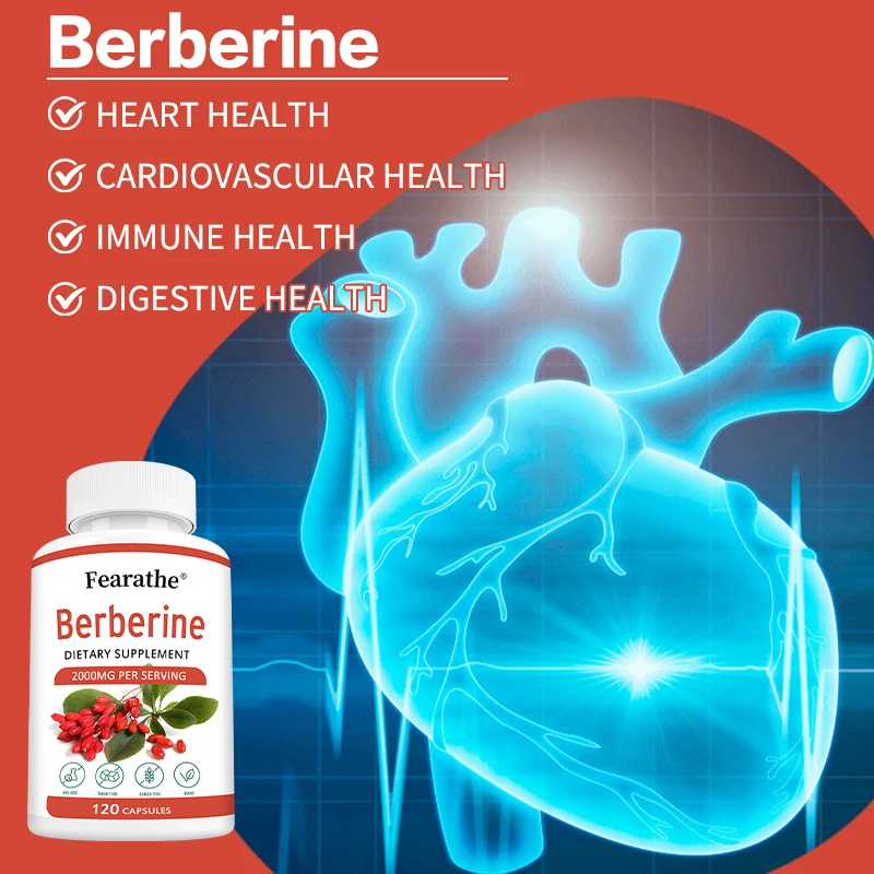 Berberine Supplement 2000 Mg - Natural Vegetarian Supports Immune System, Heart, Cardiovascular Health, Digestion - Non-GMO