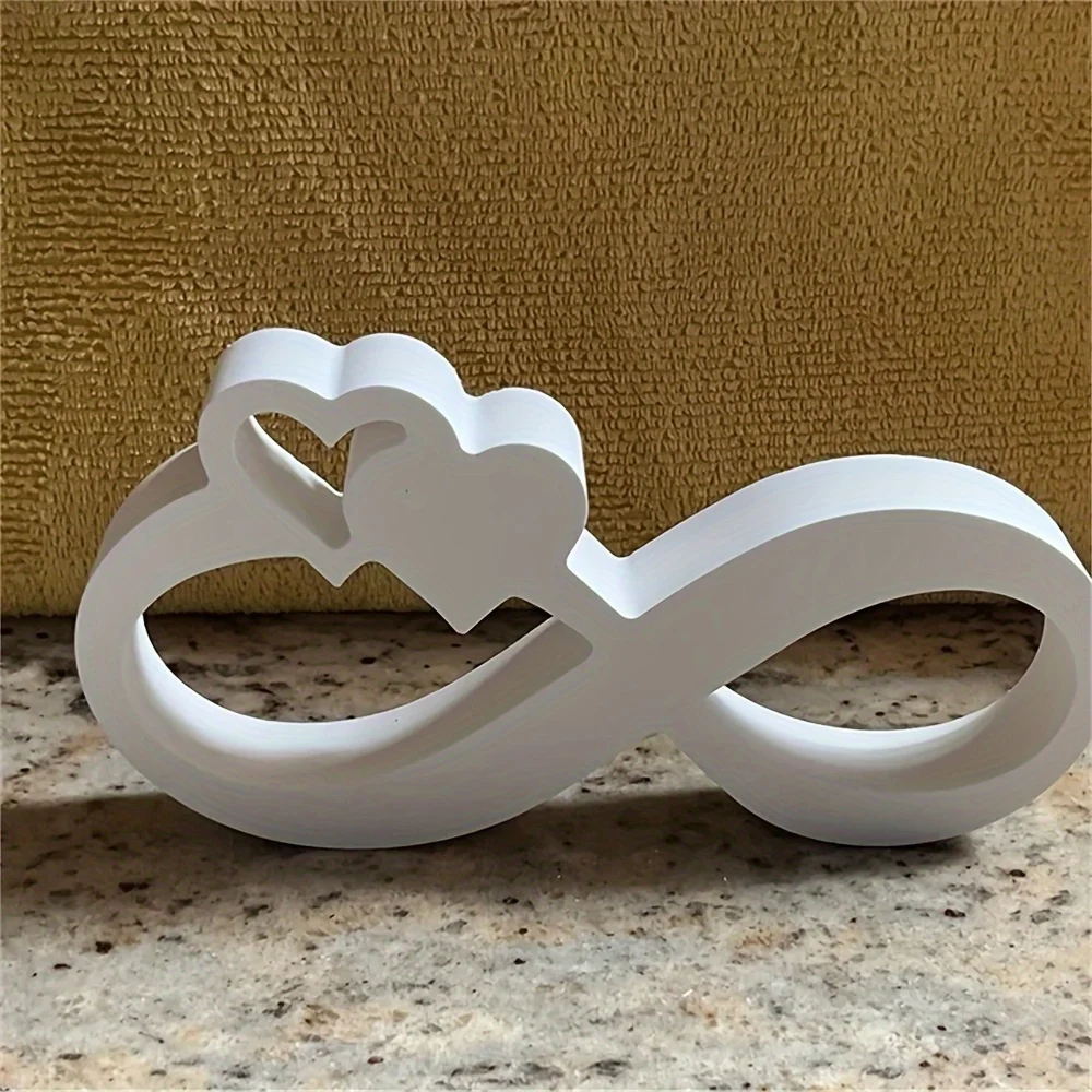 Infinity Heart Decor White Resin Love Sign Home Decor Romantic Valentine's Day Anniversary Gift for Couple Wedding