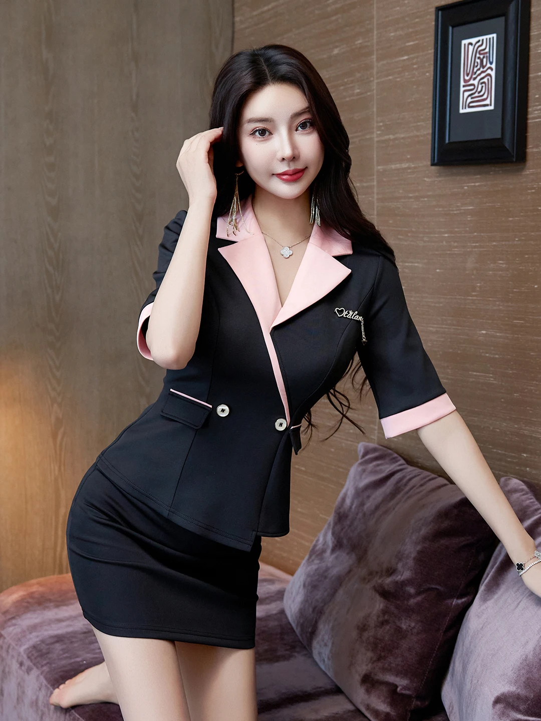 

Комплект униформы для женщин Ele Front Desk Spa Techan: для салонов красоты, спа-центров, отелей, бизнеса, повседневный, из полиэстера и спандекса