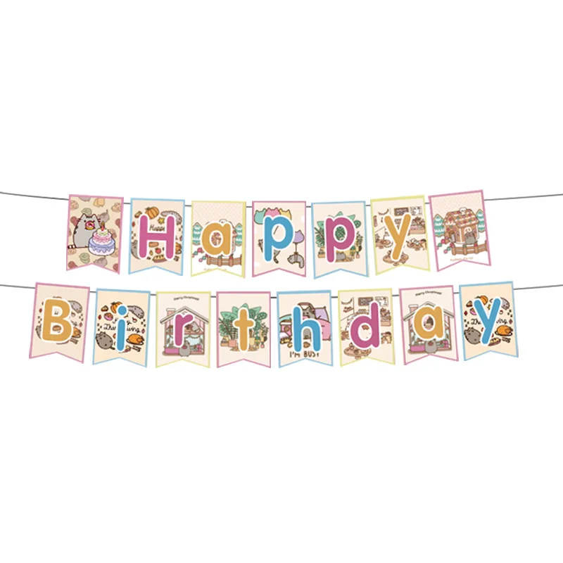 Pusheen Cat Party Decoration forniture di compleanno Banner Cake Topper Balloon regalo per bambini Baby Shower Photo puntelli strumenti di ornamento