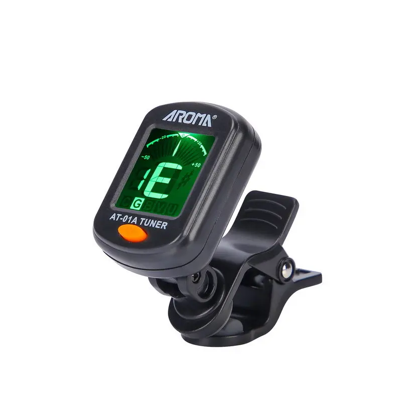 Aroma AT-01A Clip-on จูนเนอร์กีตาร์กีตาร์เบส Ukulele ไวโอลิน Chromatic Tuner