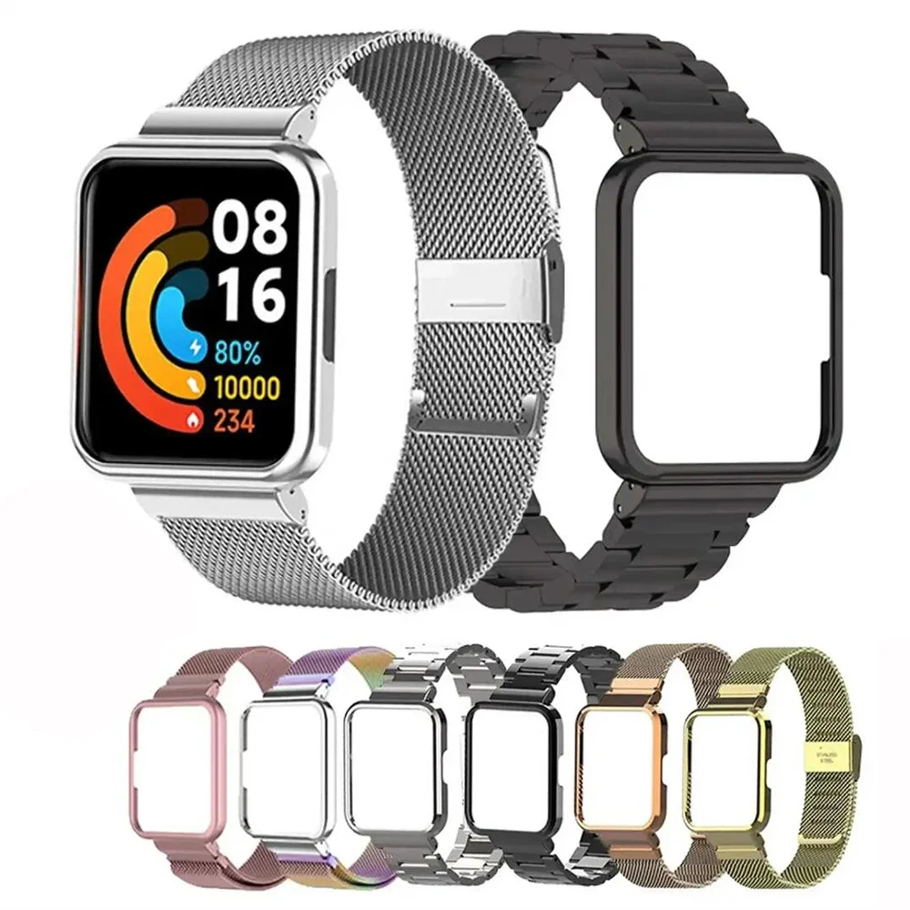 For Redmi Watch 3 Active Metal bracelet for Redmi Watch 3 2 Lite Band Cover Strap Xiaomi Watch Lite Magnetic loop+Case protector