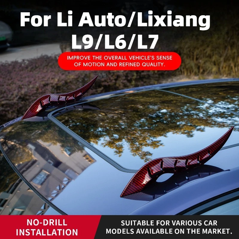 Spoiler Carbon Fiber Decoration For Li Auto/Lixiang L9/L6/L7 Accessories No-Drill Installation 3D Carbon Fiber Look Anti-Scratch