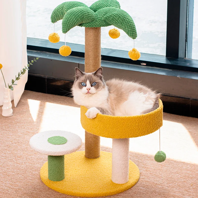 Cat Climbing Frame Cats House Scratcher Scratch-resistant Cat Climbing Frame Sisal Cats Toys Wooden Pet Furniture Pet Supplies