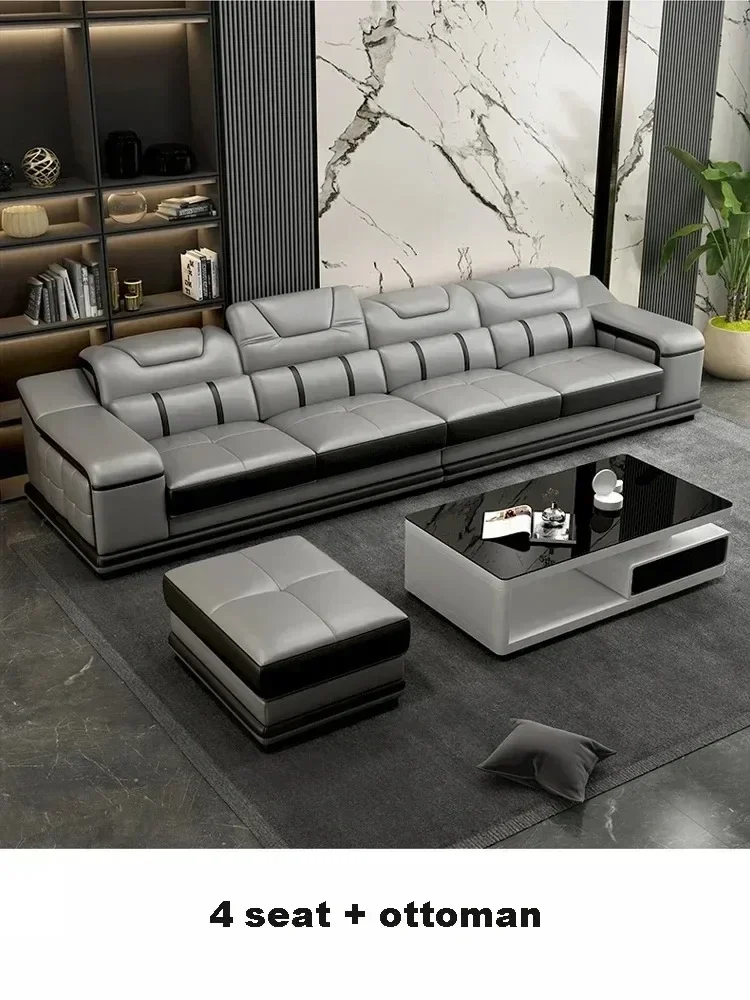 Sectional Sofa Leather Modern Living Room Comfortable Sturdy