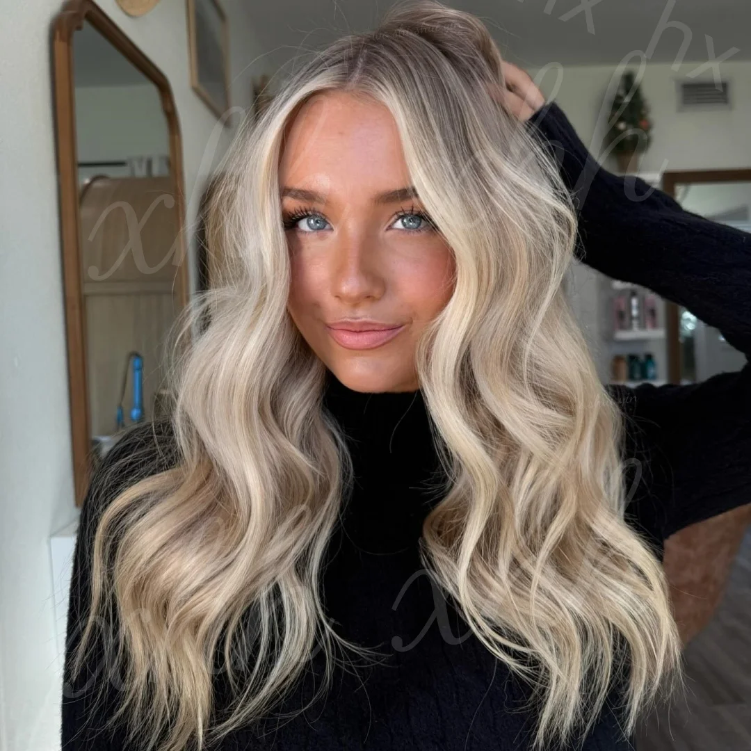 Highlight Blond Soft 24Inch Body Wave Natural HD Lace Wig for Women Pre-Plucked Transparent Lace Frontal Versatile Hair Wig