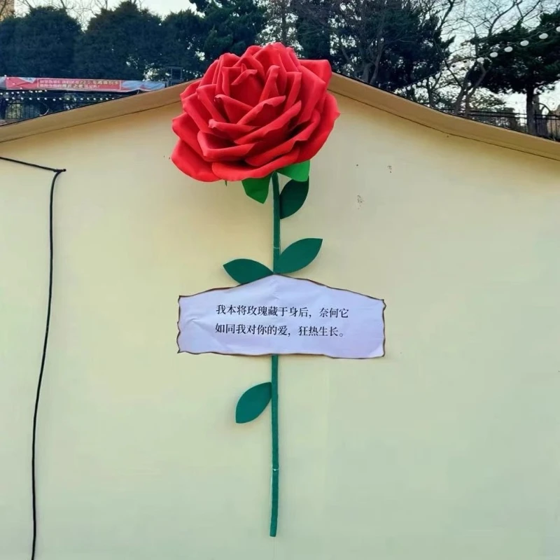 Giant rose handmade beautiful decoration outdoor shopping mall decoration