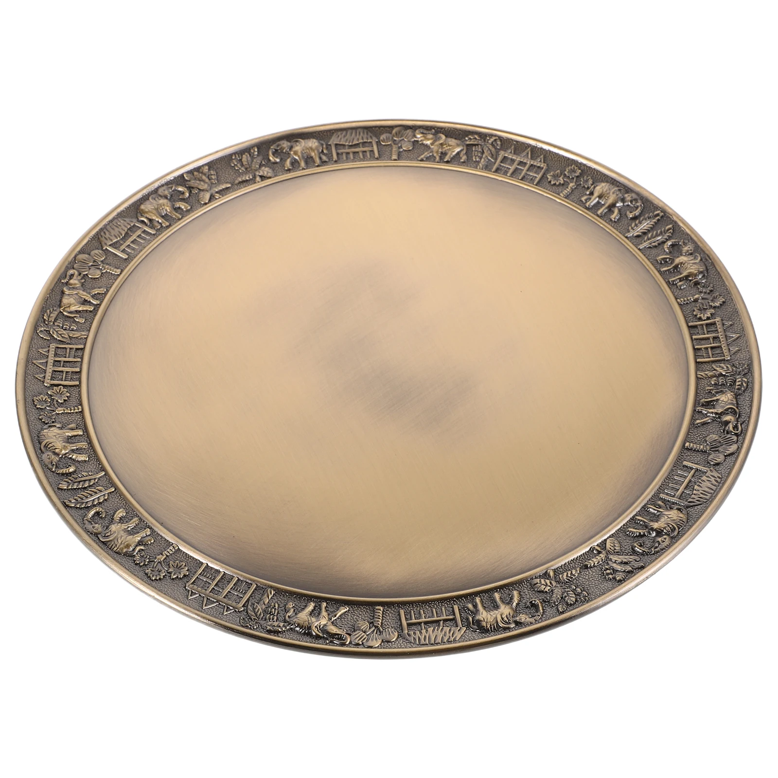 

1pcs European Vintage Royal Decorative for Glasses Tea Sets Centerpiece Metal Serving Zinc Alloy Round Small Tea Tray