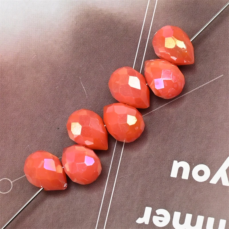 10*8mm tschechische Kristall Wasser tropfen Perlen glänzende facettierte Glas Erdbeer Perlen für Schmuck machen Handarbeiten DIY handgemachte Accessoires