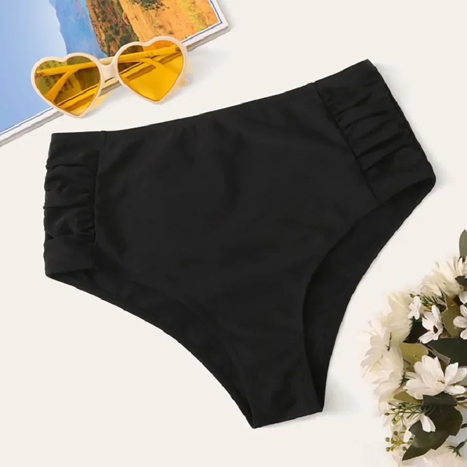 

Solid Bikini Bottoms Swimwear Women Beach Pants Swim Panties High Waisted Swimsuit Shorts 2024 Brazilian Bikini Bottom Beachwear