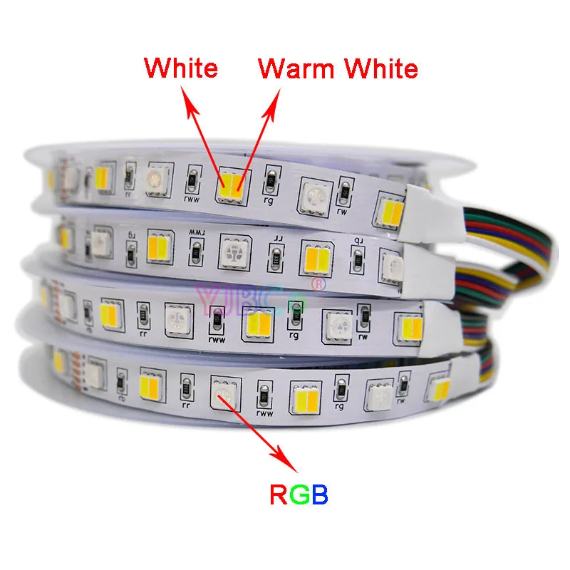 

DC12V 24В 5м/RGBW/RGBWW RGB + CCT Светодиодные ленты светильник, RGB + (белый/теплый белый) SMD 5050 Гибкие светодиодные лампы