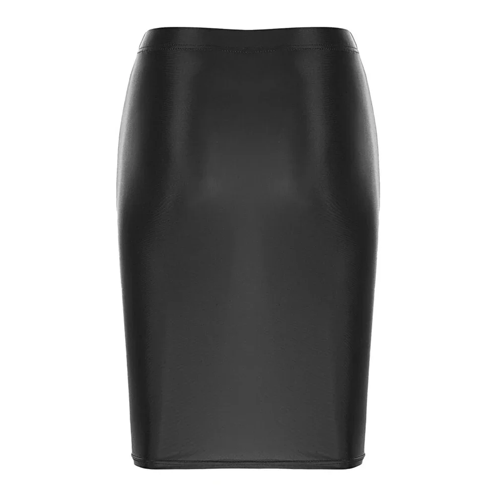 Women Glossy Shiny High Waist Pencil Mini Skirt Stretchy Bodycon Shirts Clubwear Party 2023 Fashion Fit A Line Sexy Tight Skirt