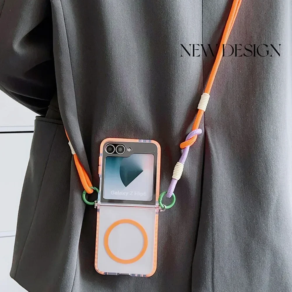 Magsafe Magnetisches Crossbody-Lanyard-Handyhülle für Samsung Galaxy Z Flip 8 7 fe 6 5 4 3 Flip7 Flip8 Flip7 Transparente Hülle – Detail 13