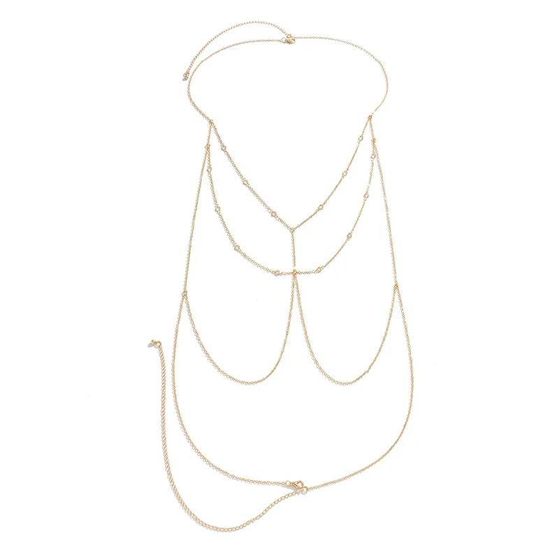 

Shiny Zircon Tassel Sexy Beach Women Crossover Inner Cutout Body Chain Thin Chest Chain Lingerie