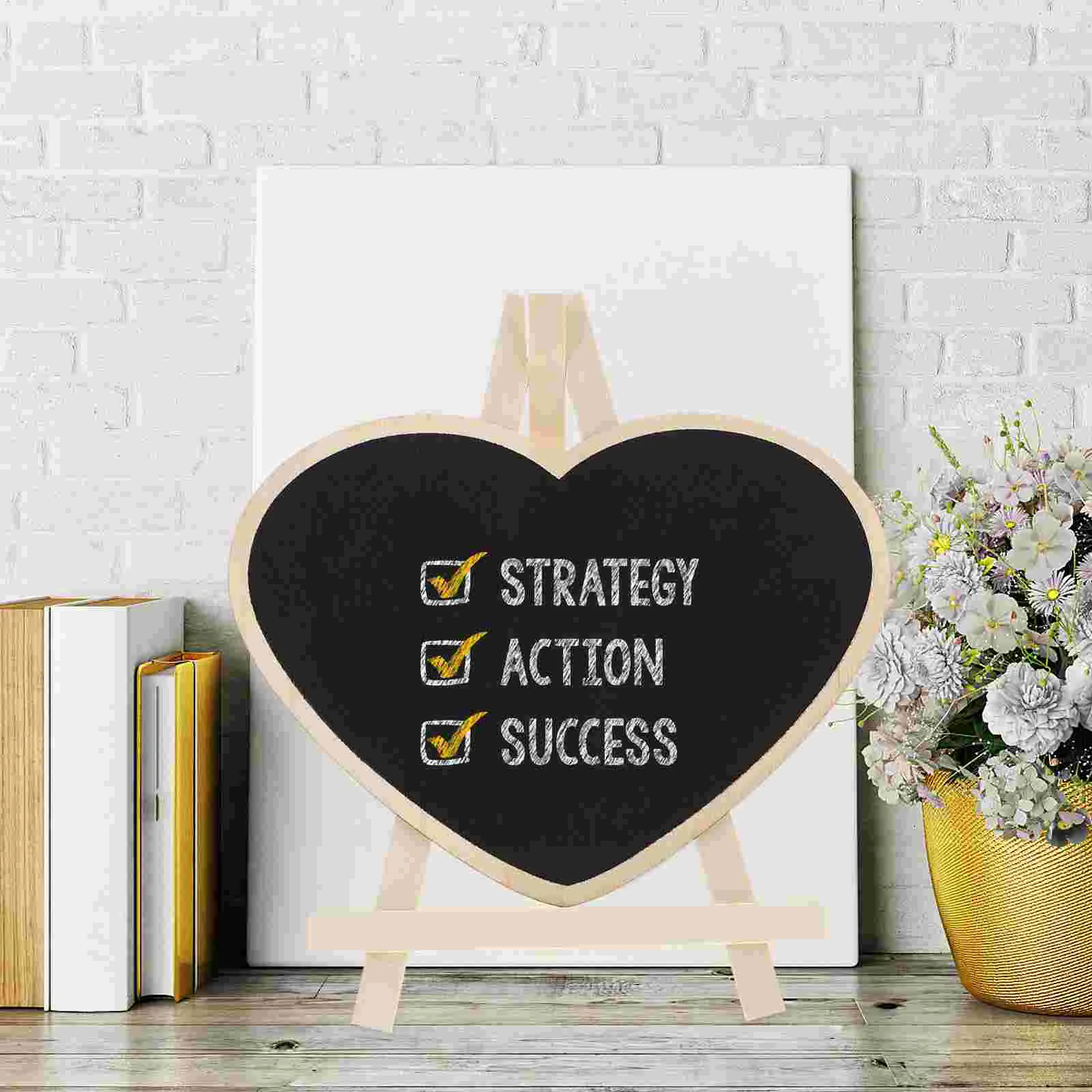 Vertical Blackboard Chalkboard with Base Desktop Ornament Tabletop Sign Wooden Mini Child