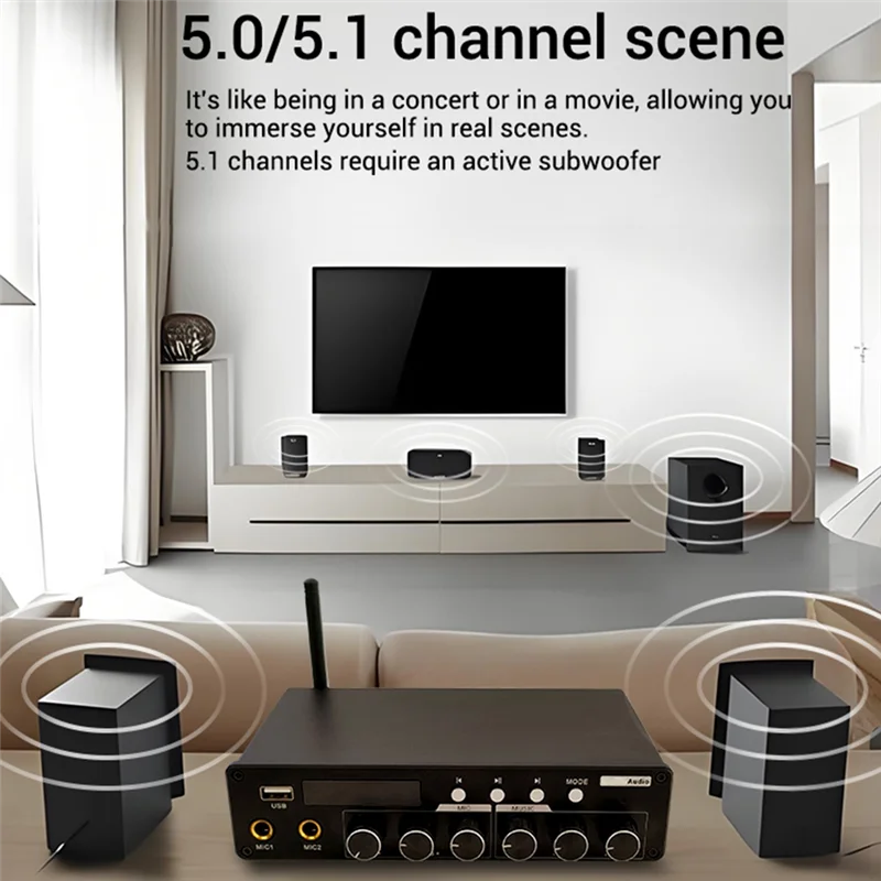 ABGI-AS200 200 واط TPA3116D2 بلوتوث كاريوكي الغناء KTV المسرح المنزلي مكبر كهربائي 2.0/5.0/5.1 قناة AUX متعددة الأغراض