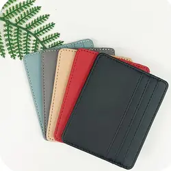 PU Leather Wallet ID Card Holder Bank Credit Card Box Multi Slot Slim Card Case Women Men Business Card Cover
