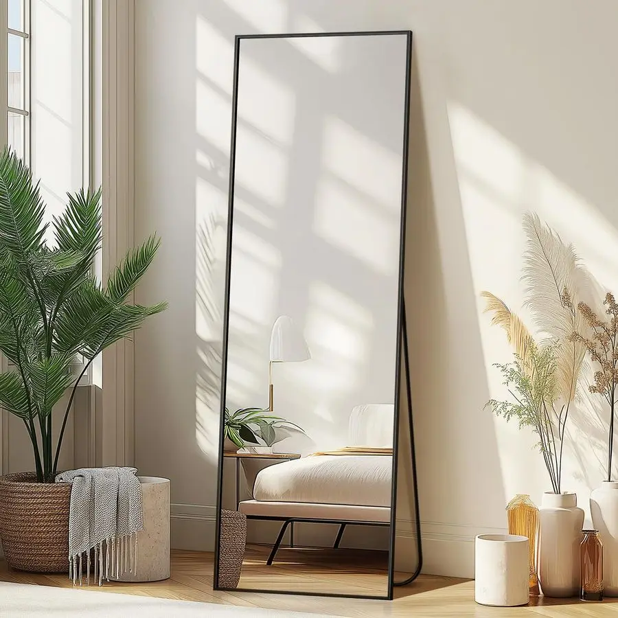 

Wall Full Length Mirror,Standing Mirror Full Body,Large Floor for Wall Door Bedroom Bathroom Living Room with Aluminium Framewit