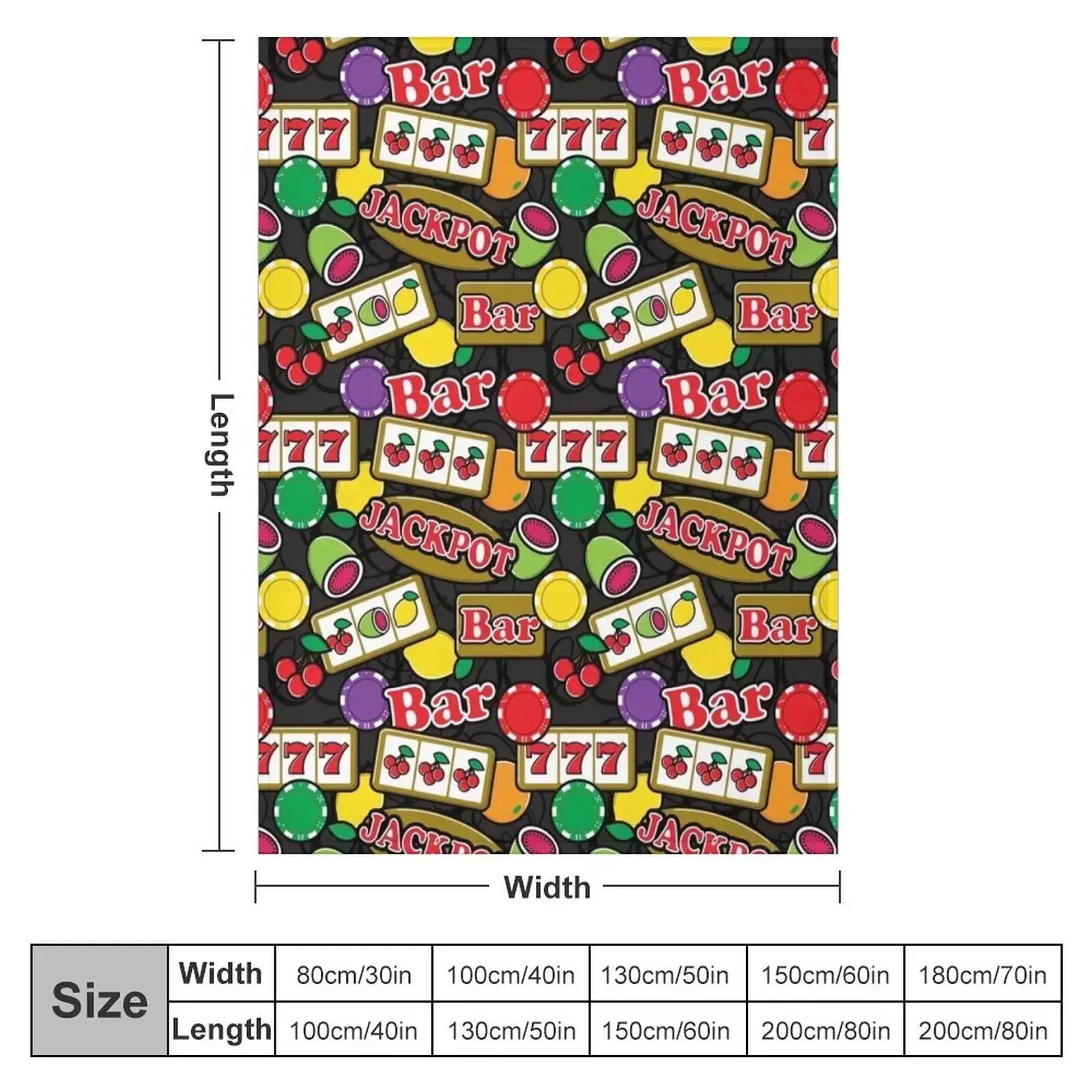 Casino Jackpot Lucky Slot Machine Fruit Slots Pattern Throw Blanket Extra Large Throw Weighted Nap Baby Blankets