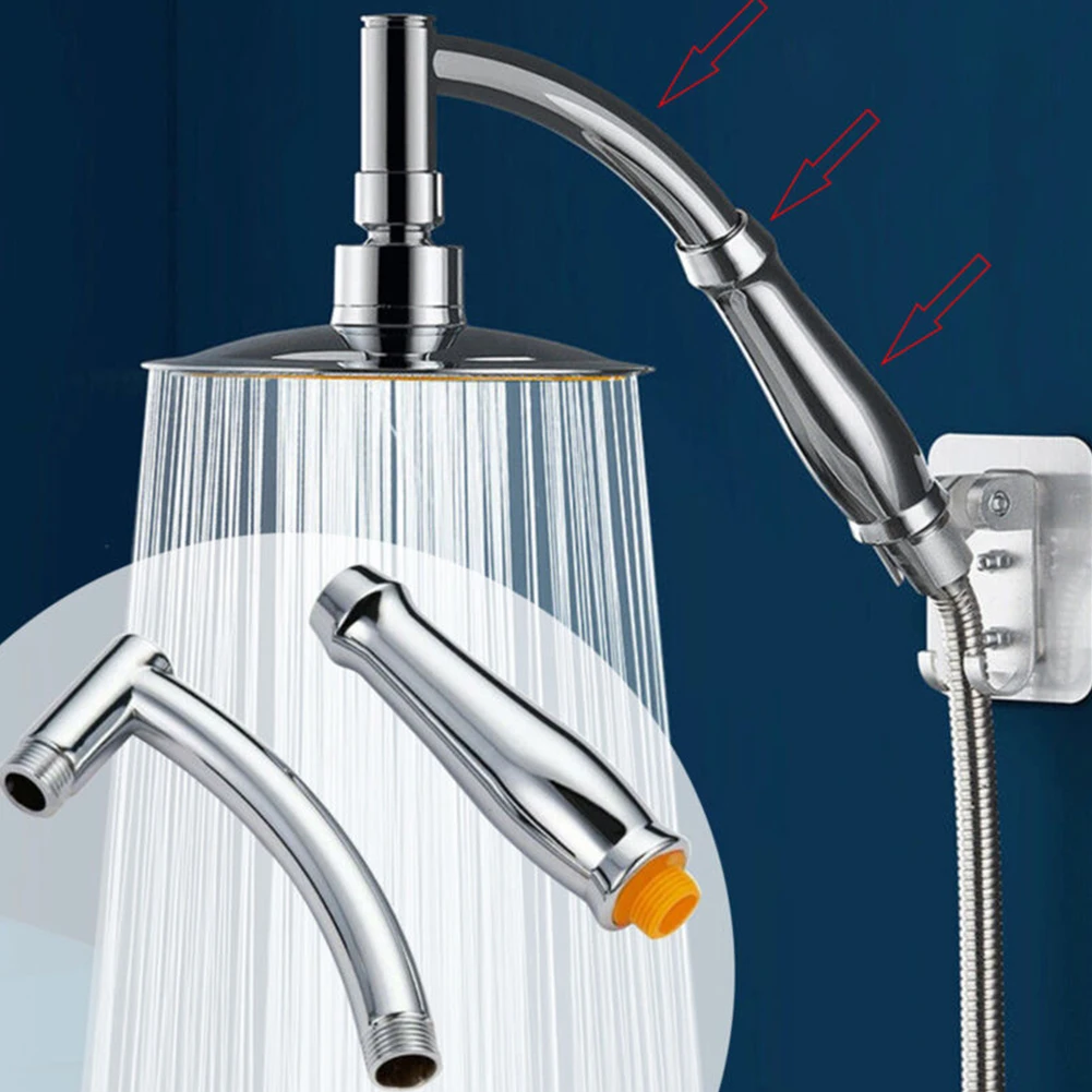 Shower Heads Extension Arm Hand Hold Adjustable Extender Angled Shower Arm Kits Chrome Sprinkle Part For Bathrooms