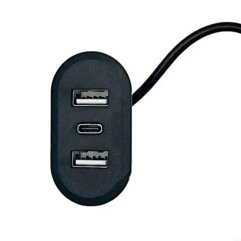L9NA Desktop Hole Embedded USB Type C 3 In 1 Splitter For Laptop