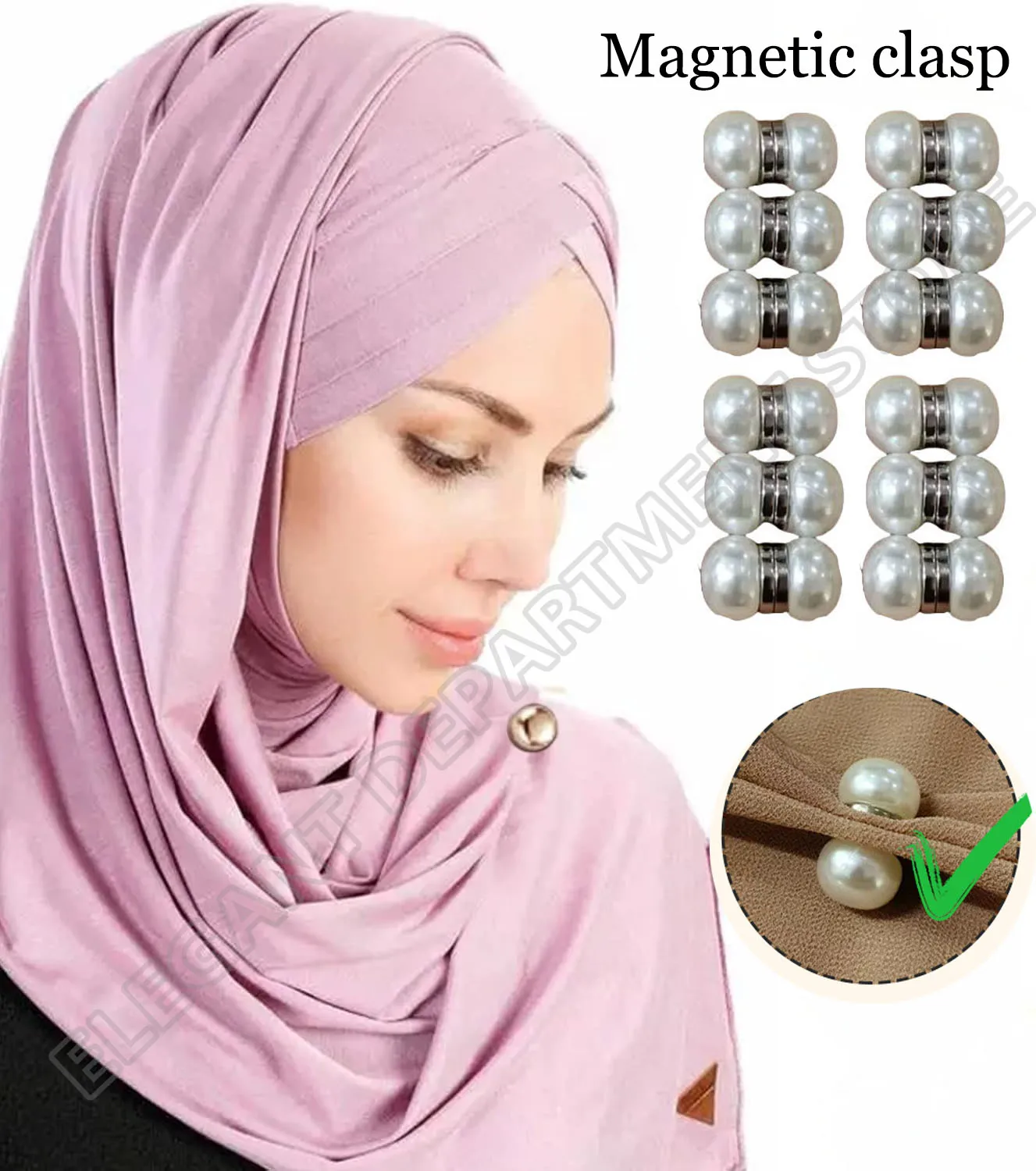 

12PairsCard Matte Magnet Hijab Pins Magnetic Brooch Headscarf Women Shawl Strong Magnetic Button Headscarf Accessories Mix Color