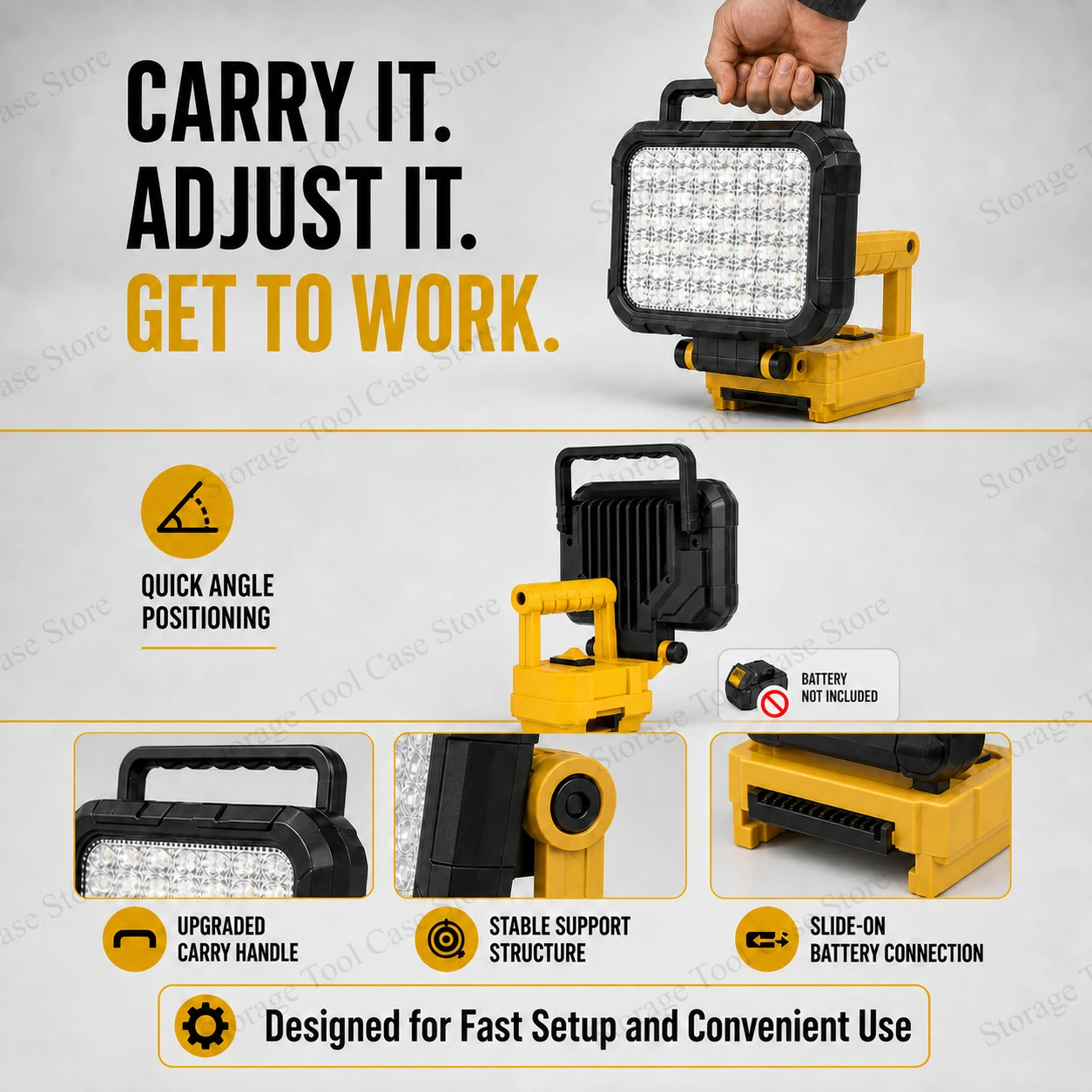 Battery Powered Work Lamp FOR Dewalt 20V Battery Portable LED Light with Dual USB Output for Workshop Garage Repair Maintenance