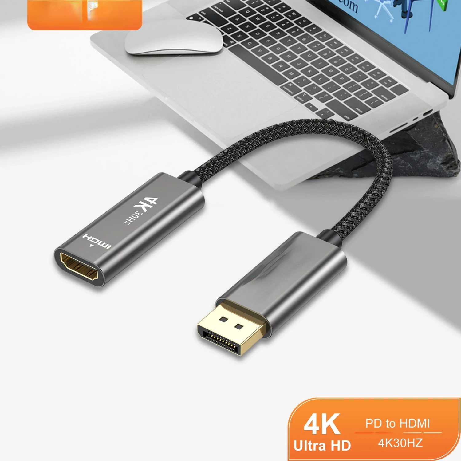 

4K DisplayPort to Video Cable,Compatible 4K 30Hz 1080P Vide Adapter, DP Famale to Male Cord HDTV PC Projector Etc
