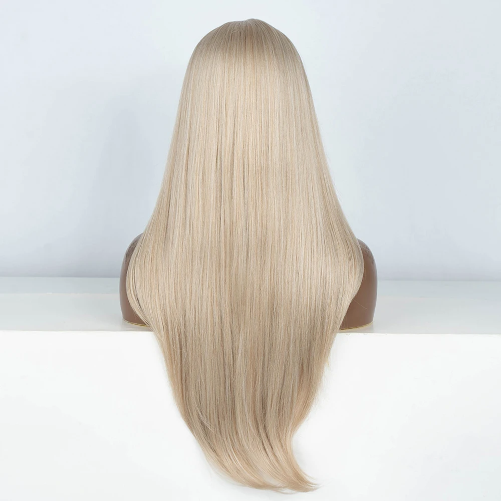 Synthetic Lace Front Wig  Straight part Baby hair Layered Wig Blonde  Wigs For Women With Bang Cosplay Wig synthetic Lace Wig