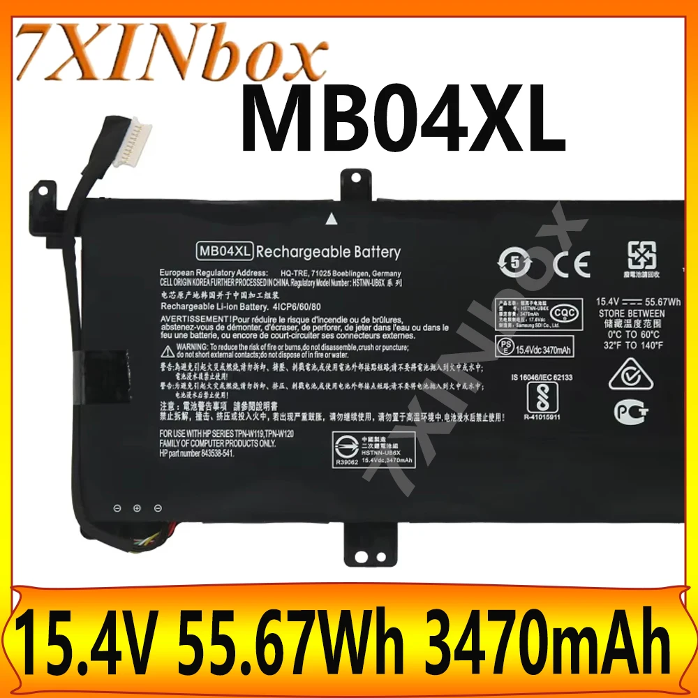 7XINbox MB04XL MBO4XL 15.4V 55.67Wh Laptop Battery For HP ENVY X360 M6-AQ103DX 15-AQ 15-AR 844204-855 TPN-W120 TPN-W119