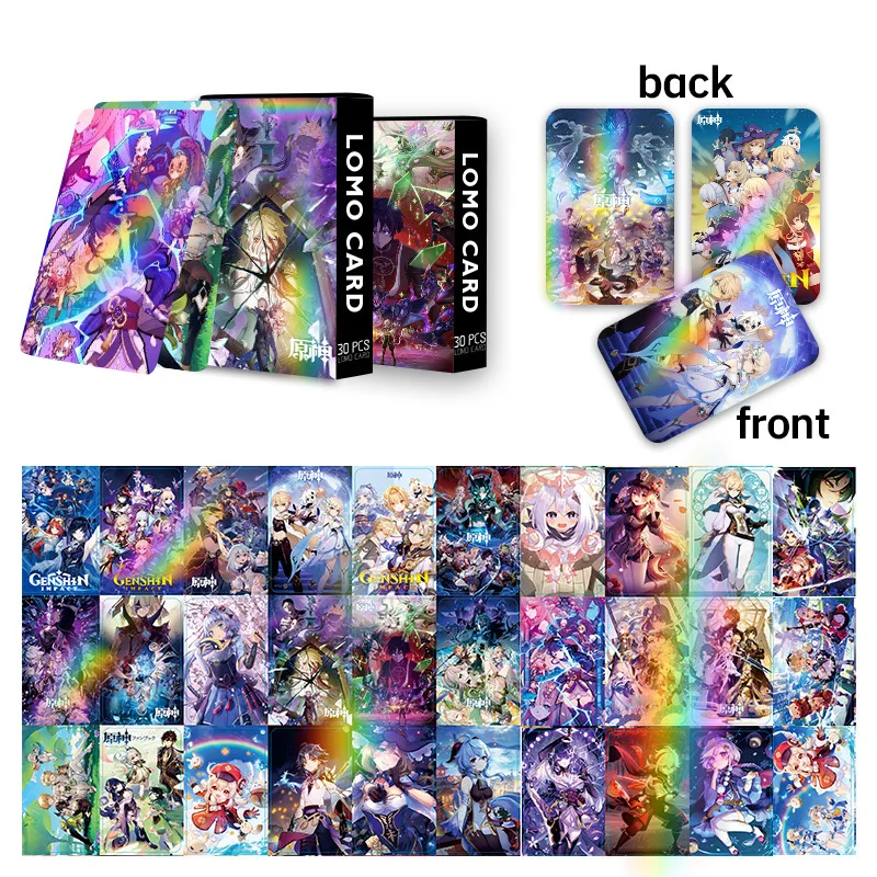 30pcs/set Anime Genshin Impact Lomo Card Photo Game With Postcards Box Photo Card Raiden Shogun Collection Decoration Gift