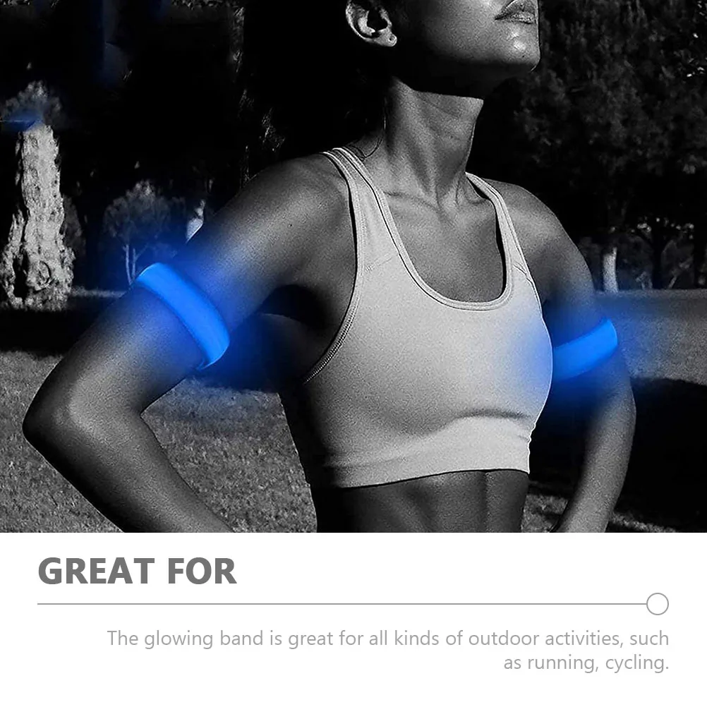 

2 Pcs Luminous Arm Band Safety Armband Nylon LED Armlet Round Glowing Sports Wristband Ring Lattice Armbands
