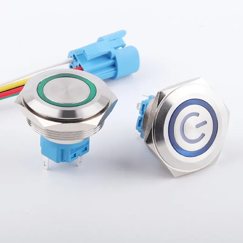 12 / 16 / 19 / 22mm Metal Button Switch Power Button 5V 12V 24V 220V Waterproof Round Button LED Light Self Locking Reset Button