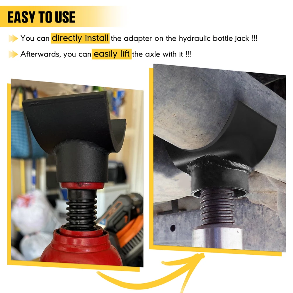 Bottle Jack Adapter Saddle High Strength Hydraulic Lifting Axle Saddle for 3inch/4inch Tube Black