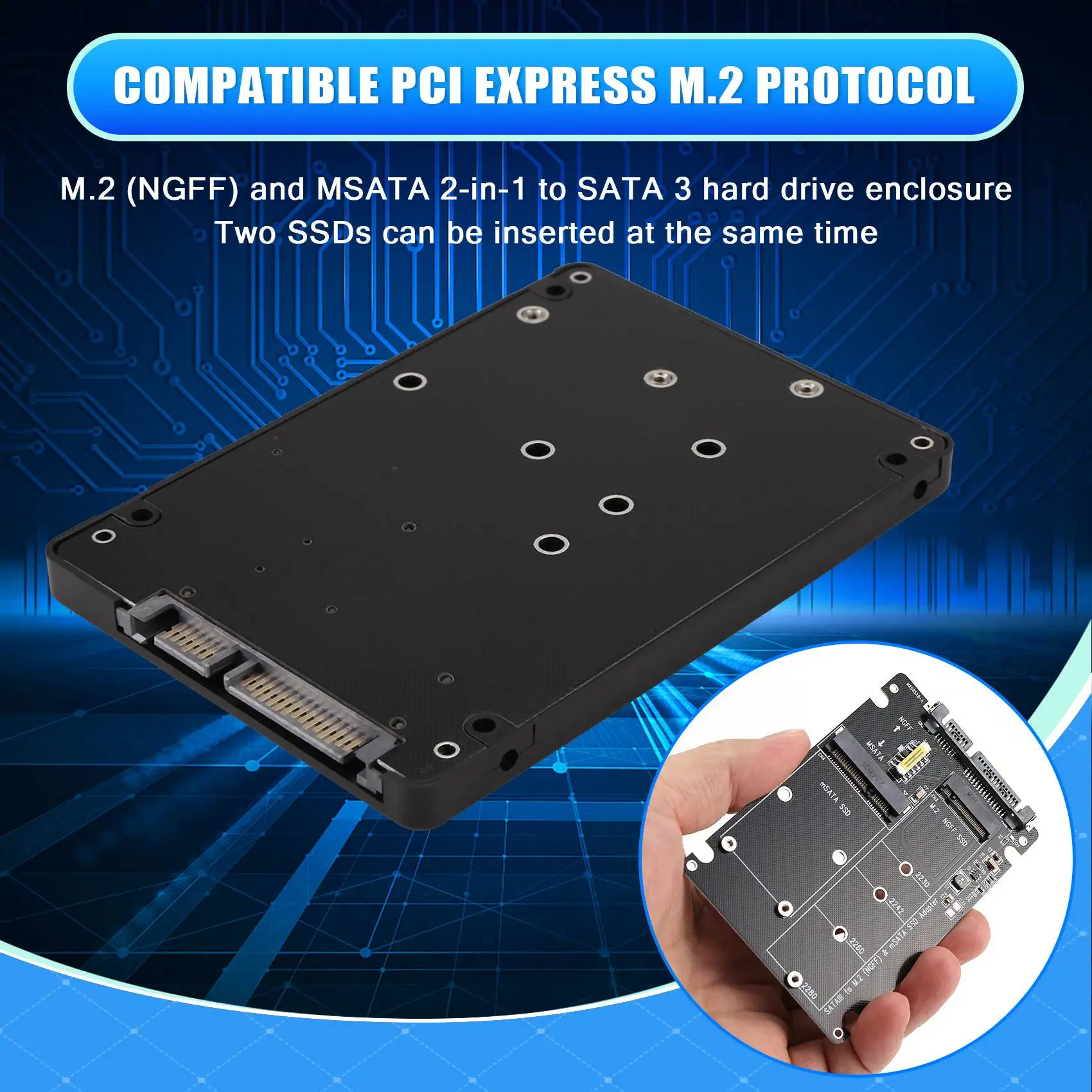 Ingenious-2X NGFF To SATA Serial Adapter MSATA To SATA3.0 Dual Purpose 2-In-1 Adapter Box Sub Internal And External Boards