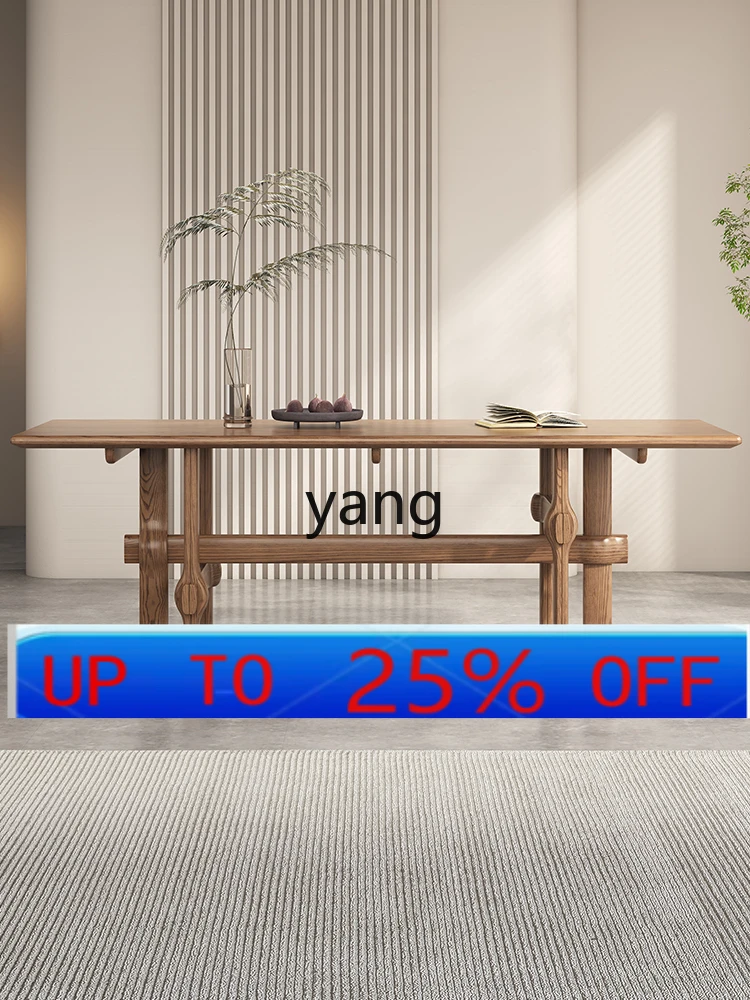 

Lmm all solid wood dining table Nordic rectangular log desk integrated island