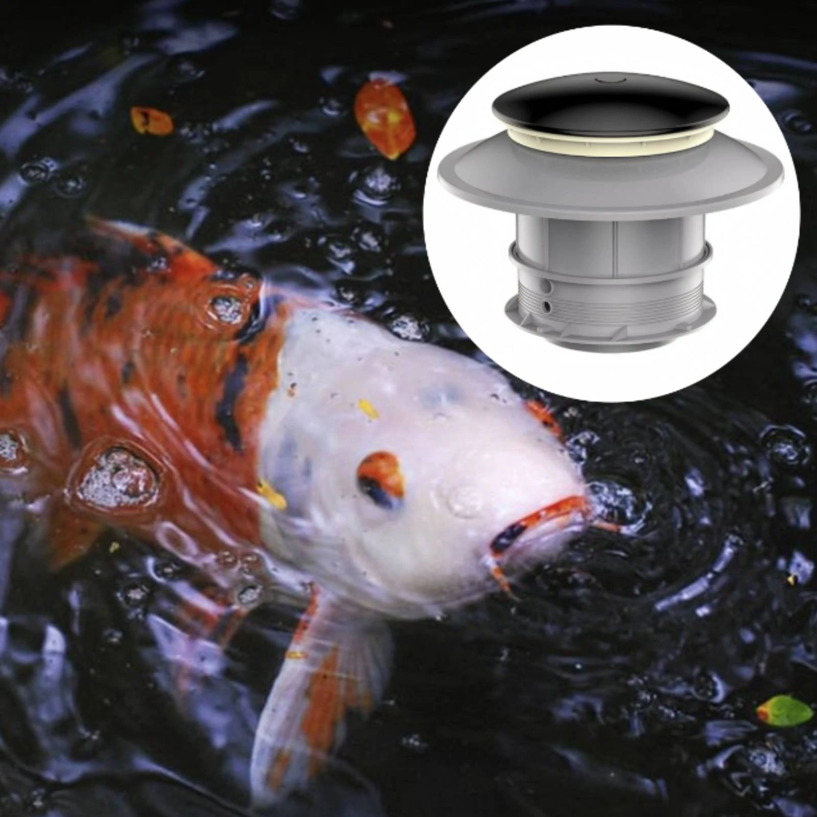 Aquatic Pond Bottom Drain 38 Cm Diameter Pond Bottom Drain Wide Flange Black and Gray