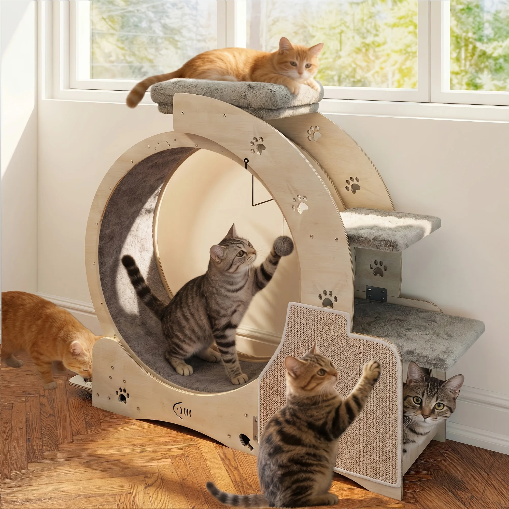 Quiet Indoor Cat Exercise Wheel – 119 USD Limited-Time Offer | Large Pet Activity Treadmill for Energy Release | Space-Saving De view 4