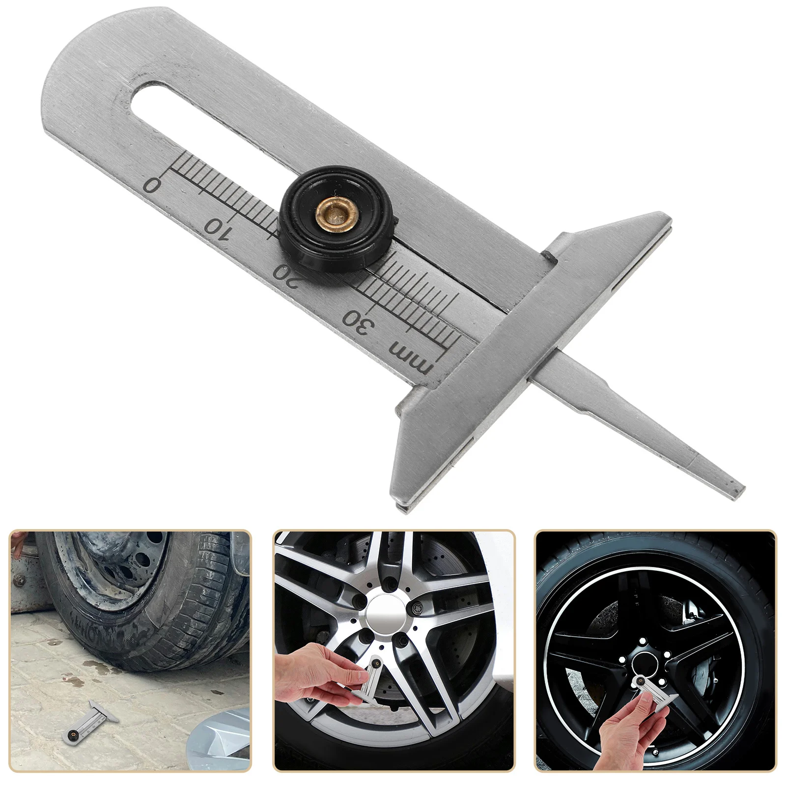 

Tire Tread Depth Gauge Stainless Iron 0-30mm Vernier Scale for Accurate Measurement Safety Driving Compact Design Versatile Tool