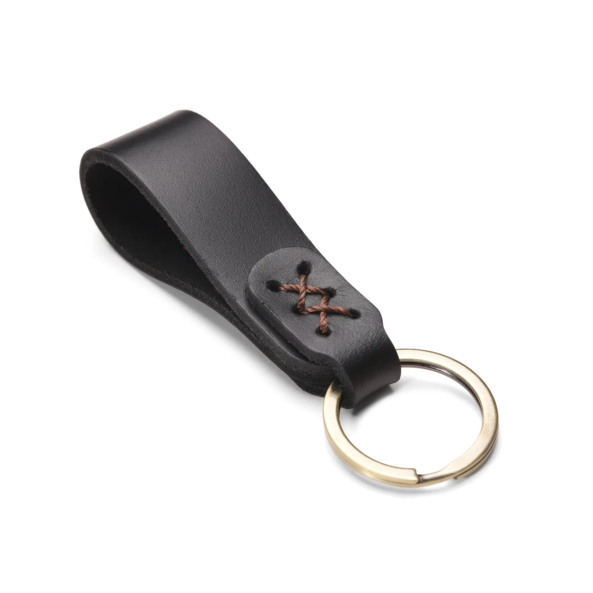 ED Fashion Man Keys Holder Full-grain Oil-wax Cowhide Handcrafted Leather Key FOB Car Key Ring Smart House Keys Men Gift