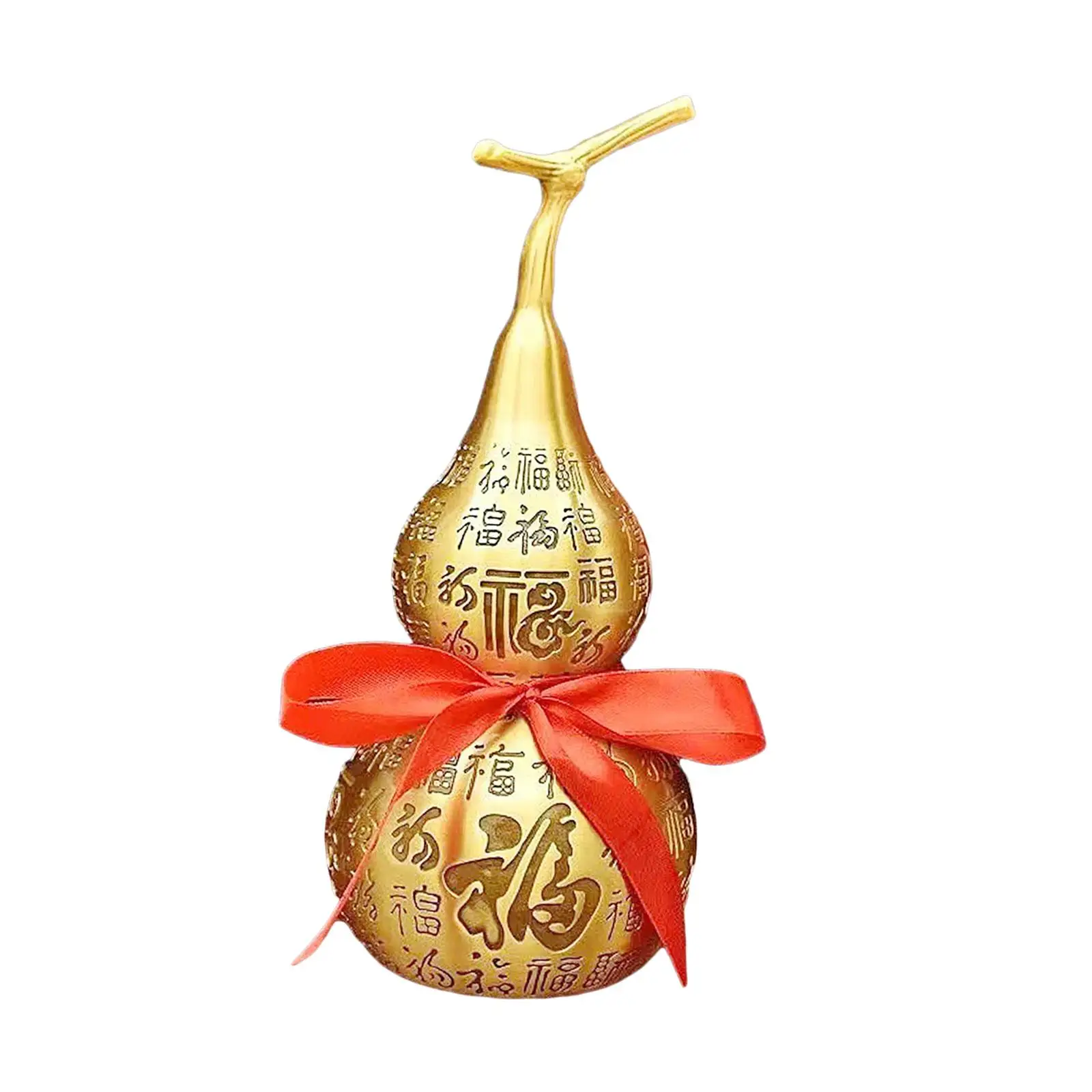 Chinese Fu Character Brass Gourd Decorative Display Good Luck Statue for Spring Festival Decor Multifunctional Fine Workmanship