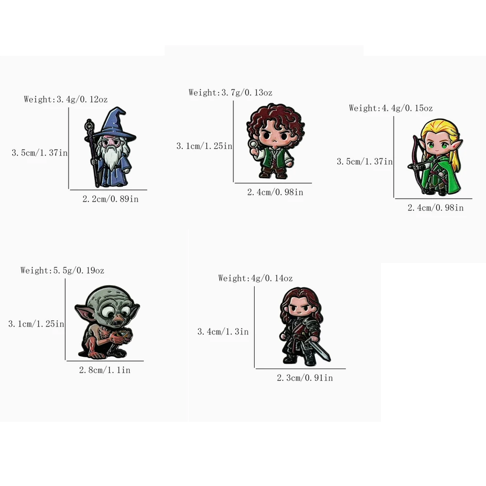 5/10 Stück Chibi Fantasy Lord Charakter Emaille-Pin-Kollektion, Brosche mit Cartoon-Film-Motiv, Cosplay-Zubehör Geschenk für Fans – Detail 2