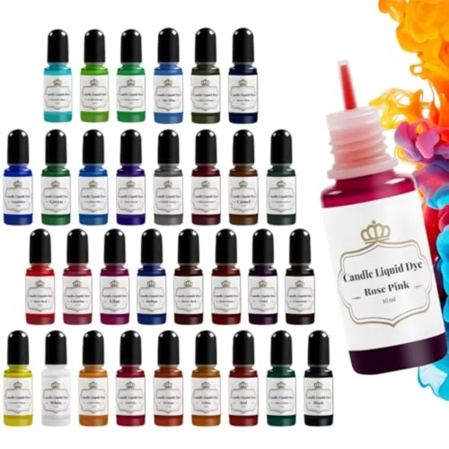 

Candle Dye - 32 Oil-Based Liquid Candle Color Dye for Soy Wax 10Ml/Bottle High-Concentrated Candle Making Supplies Sets Vivid S