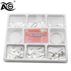 AG 100pcs Dental Sectional Matrix Band Clamps Brackets Clamping/Seperating Ring Dental Sectional Contoured Dentist Tools