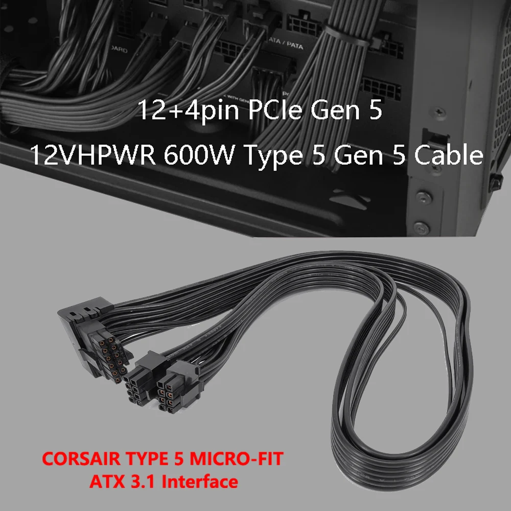 For Corsair SF1000 SF850 SF750 Platinum Type 5 PSU 12+4Pin PCIE 5.0 CABLE 600W 12VHPWR 16Pin PSU Cable FOR RTX4090 4080 4070 Ti