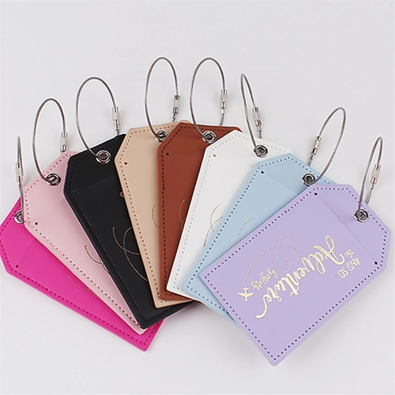 Suitcase Tages Travel Luggage Tages Identifiers Bag Tages PU Leather Luggage Tages with Steel Loop for Luggage Backpacks