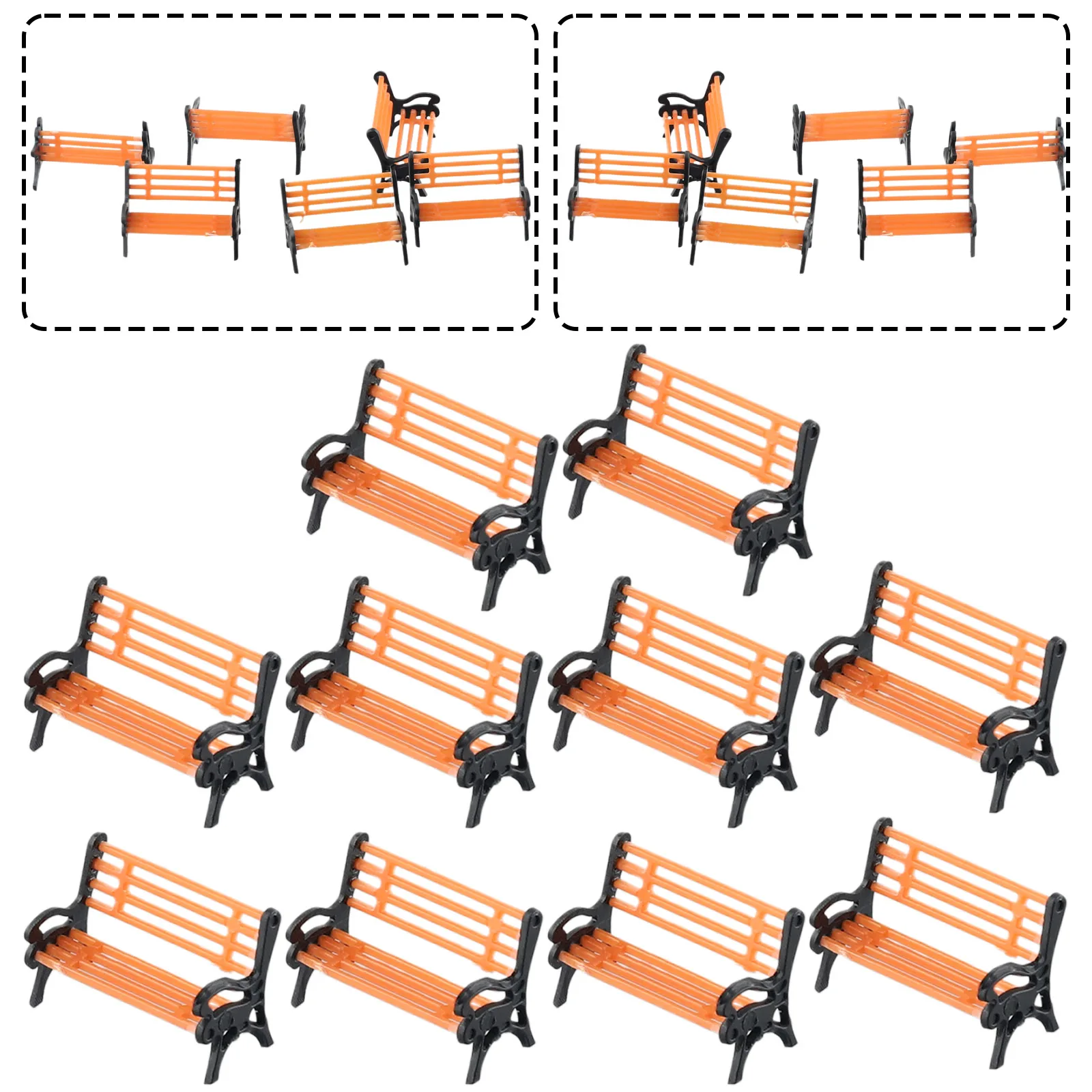 10pcs Model Train HO TT Scale 1:87 Bench Chair Settee Street Park Layout Plastic Craft Home Decor Kid Toy Model Building Tool